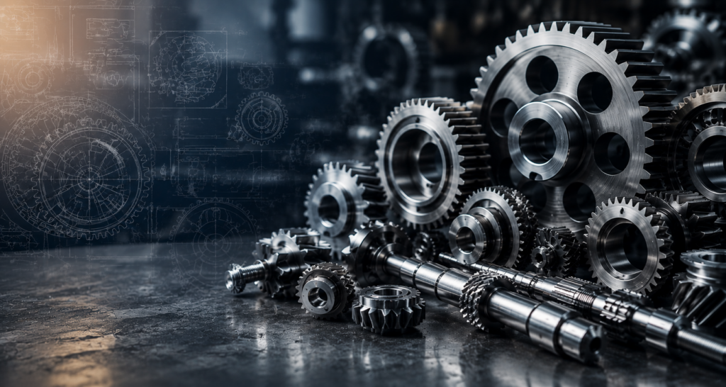 Precision-cut gears and shafts.
