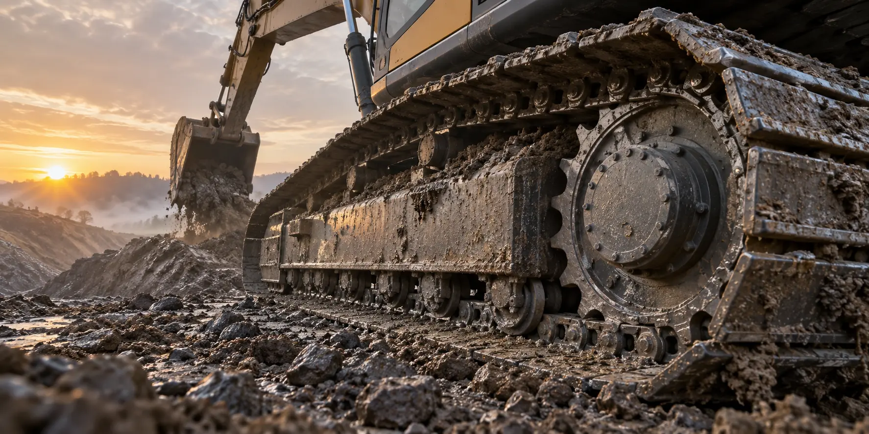 Heavy construction equipment track and drive