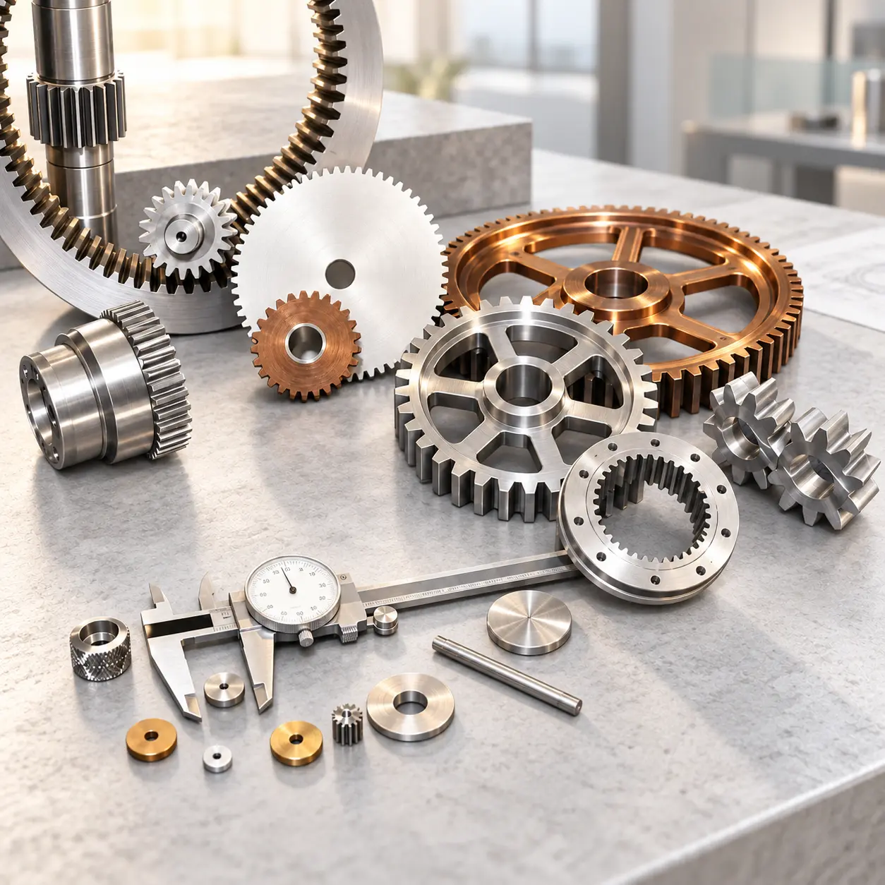 Custom cut spur gears.